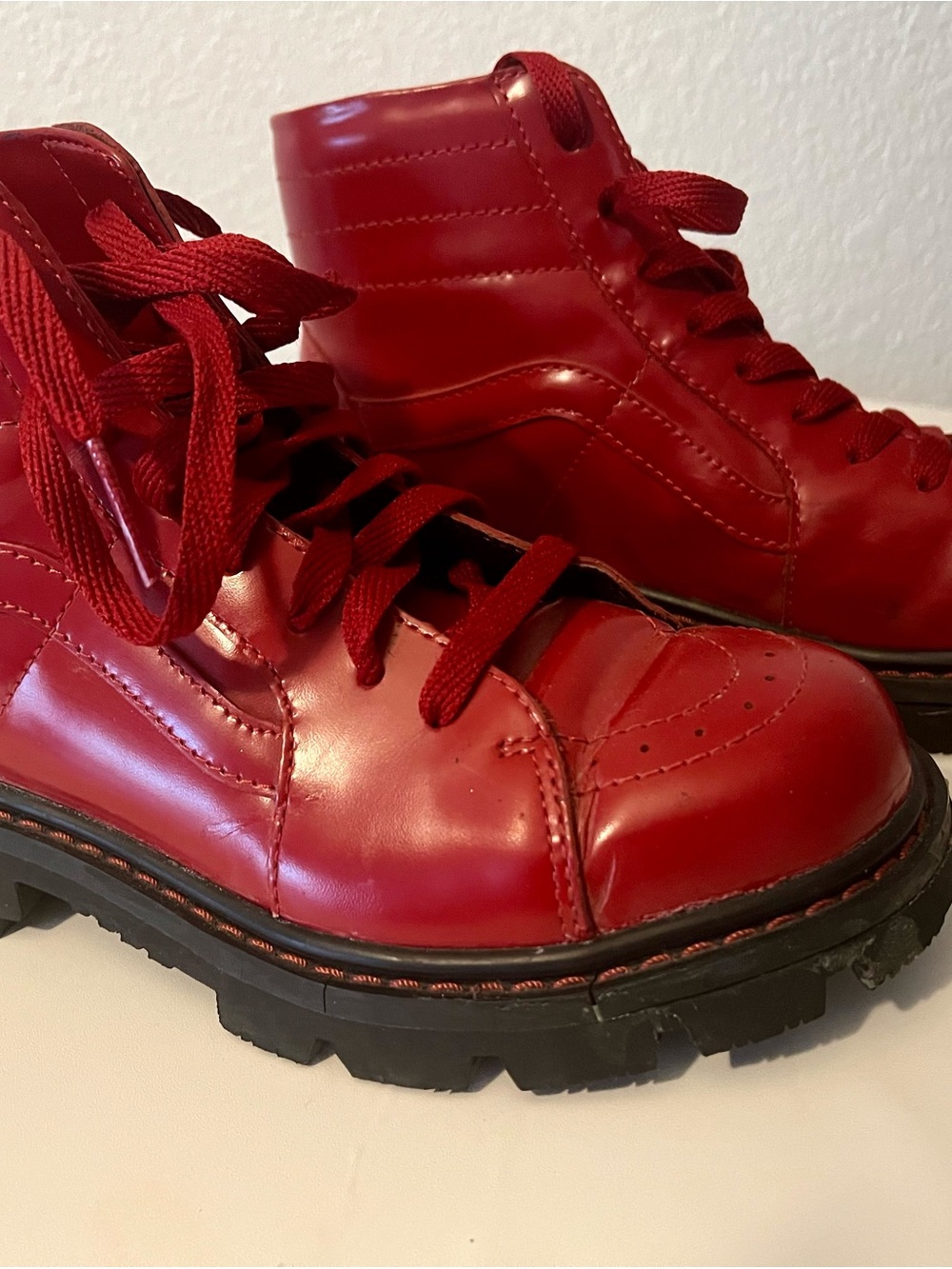 Vans Red Lace-Up Chunky Boots for Women